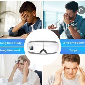 White Heated Eye Massager with Vibration Relief - Electronics Wearable